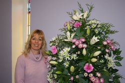 Avril Waller with the beautiful flowers commissioned in memory of the daughter Lindsey.